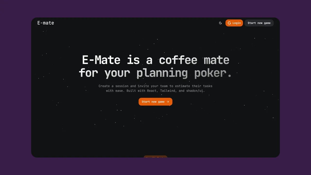 screenshot of E-Mate in dark theme
