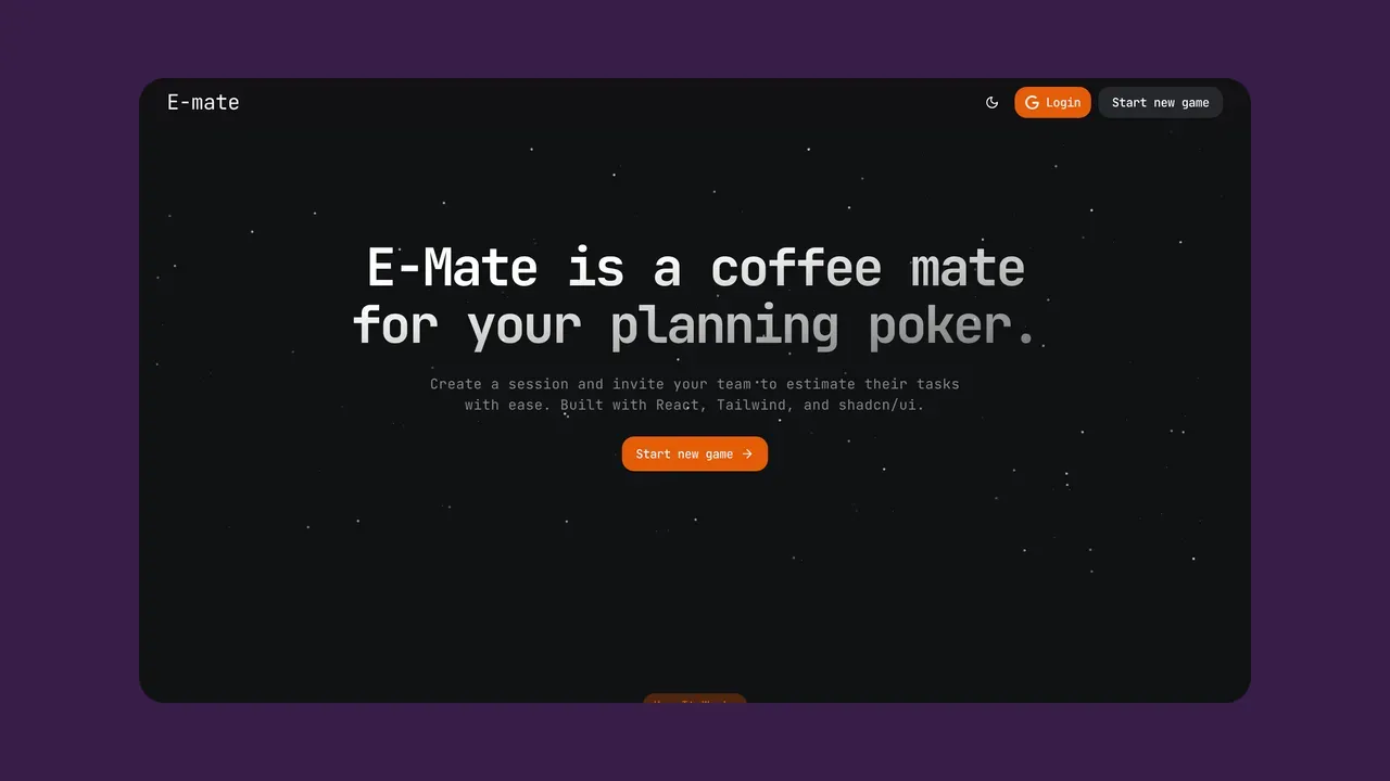 screenshot of E-Mate in dark theme