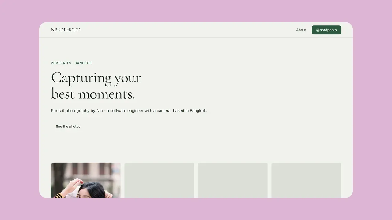 screenshot of Photography Profile in light theme