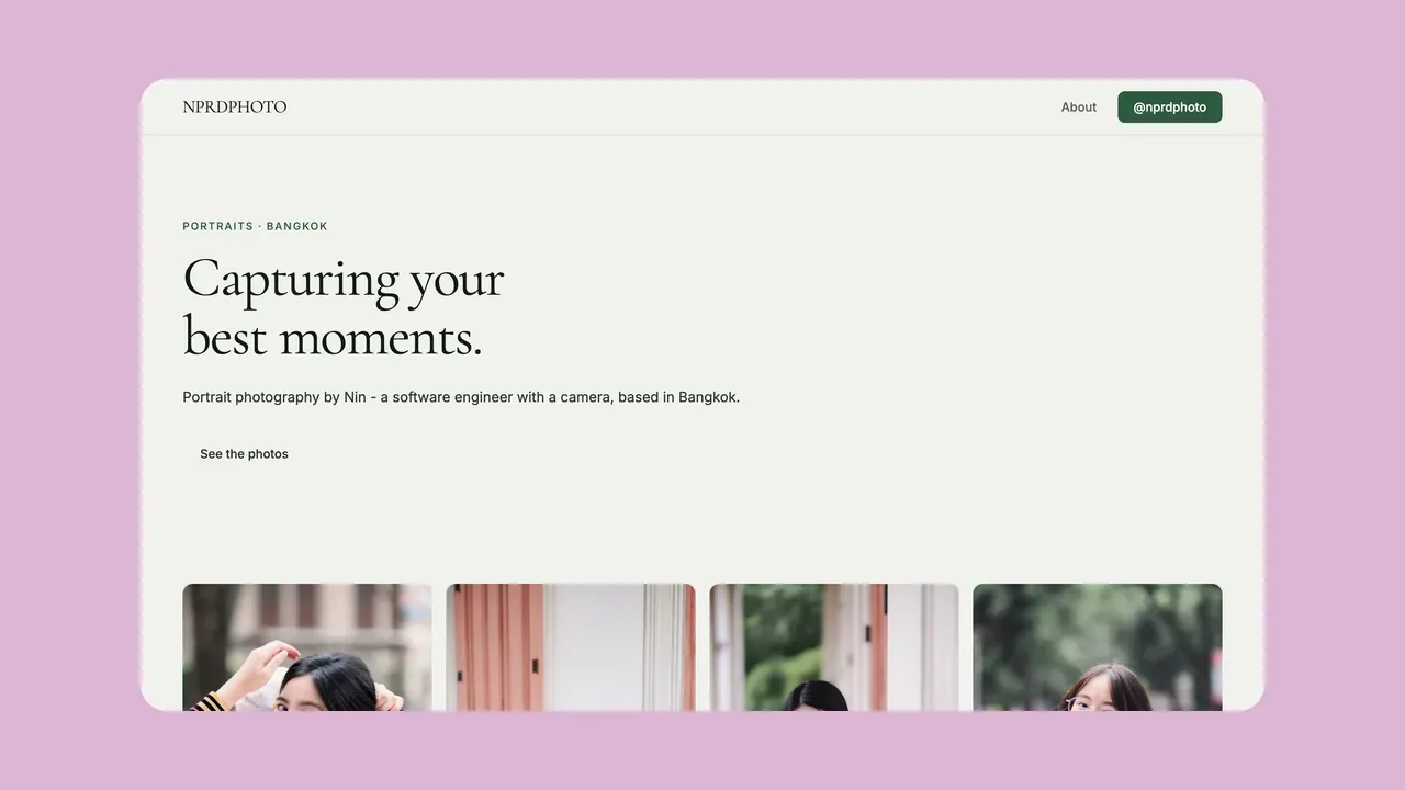 screenshot of Photography Profile in light theme
