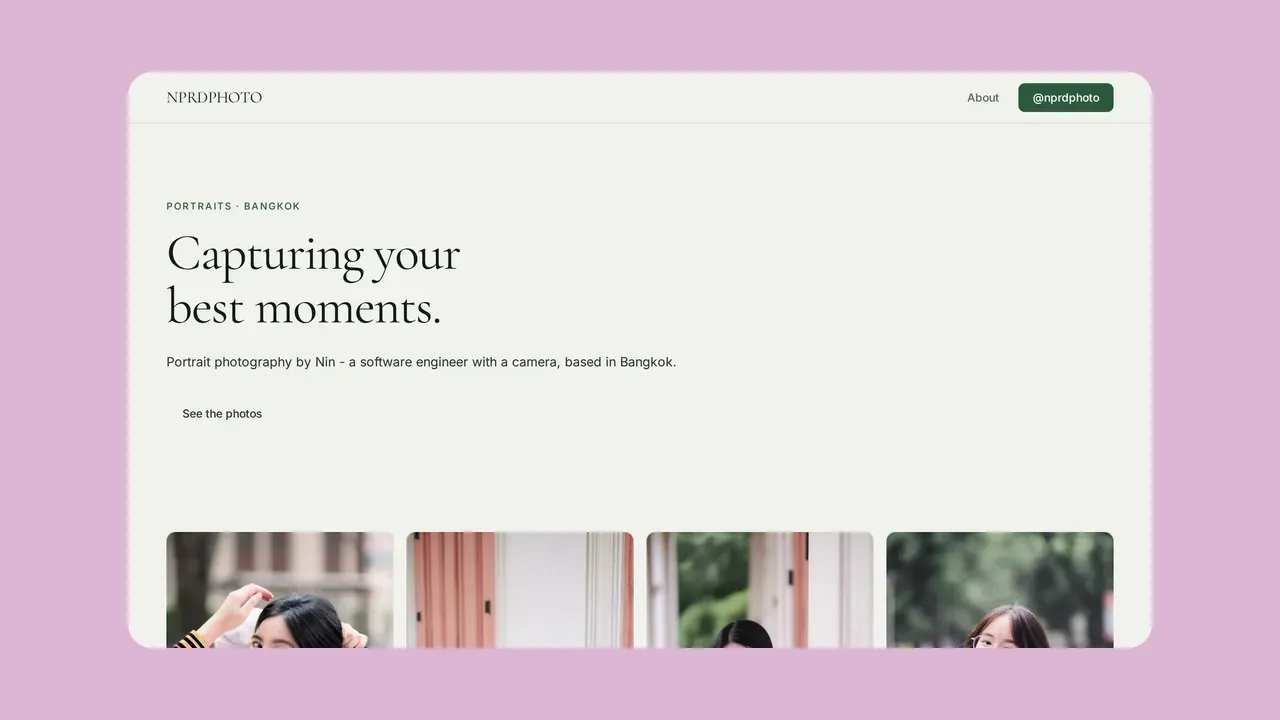 screenshot of Photography Profile in light theme