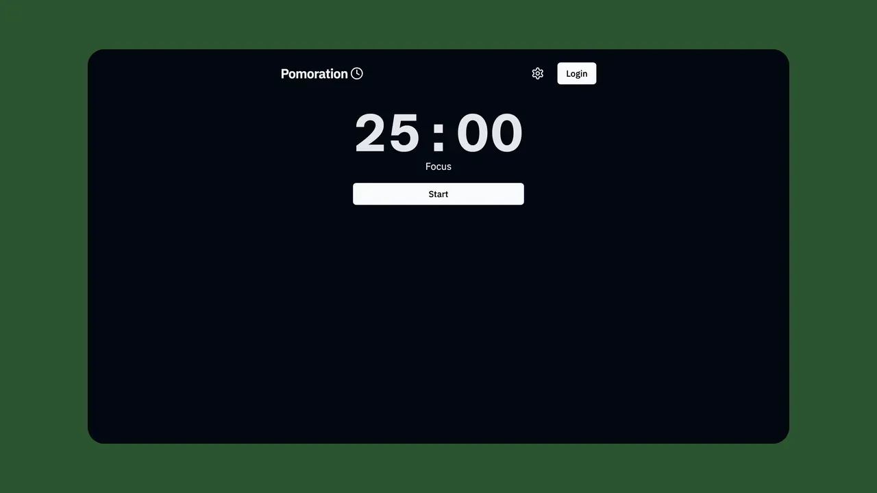 screenshot of Pomoration in dark theme